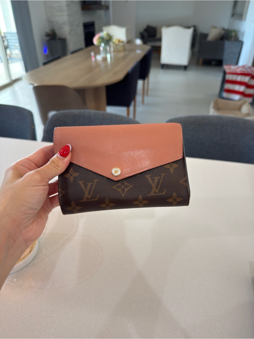 Louis Vuitton Pink and Brown Monogram Envelope Wallet